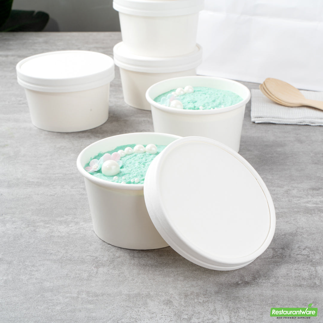 Wholesale Restaurantware Coppetta Round White Paper to Go Cup Lid - Fits 12 Oz- Bulk