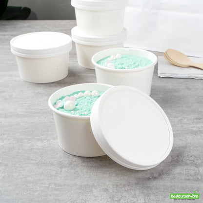 Wholesale Restaurantware Coppetta Round White Paper to Go Cup Lid - Fits 12 Oz- Bulk