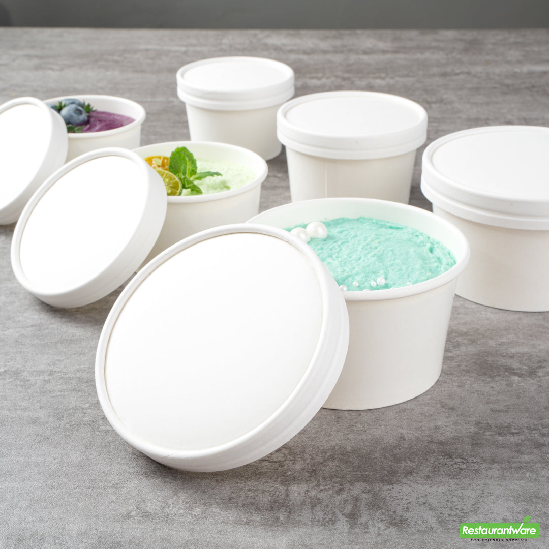 Wholesale Restaurantware Coppetta Round White Paper to Go Cup Lid - Fits 12 Oz- Bulk