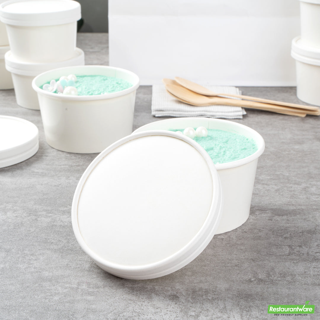 Wholesale Restaurantware Coppetta Round White Paper to Go Cup Lid - Fits 12 Oz- Bulk