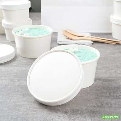 Wholesale Restaurantware Coppetta Round White Paper to Go Cup Lid - Fits 12 Oz- Bulk