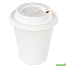 Wholesale Restaurantware Restpresso White Sugarcane / Bagasse Coffee Cup Lid - Fits 8, 12, 16 and 20 oz, Compostable- Bulk