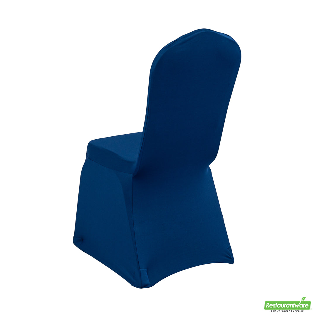 Wholesale Restaurantware Table Tek Blue Spandex Banquet Chair Cover - Universal, Stretch- Bulk