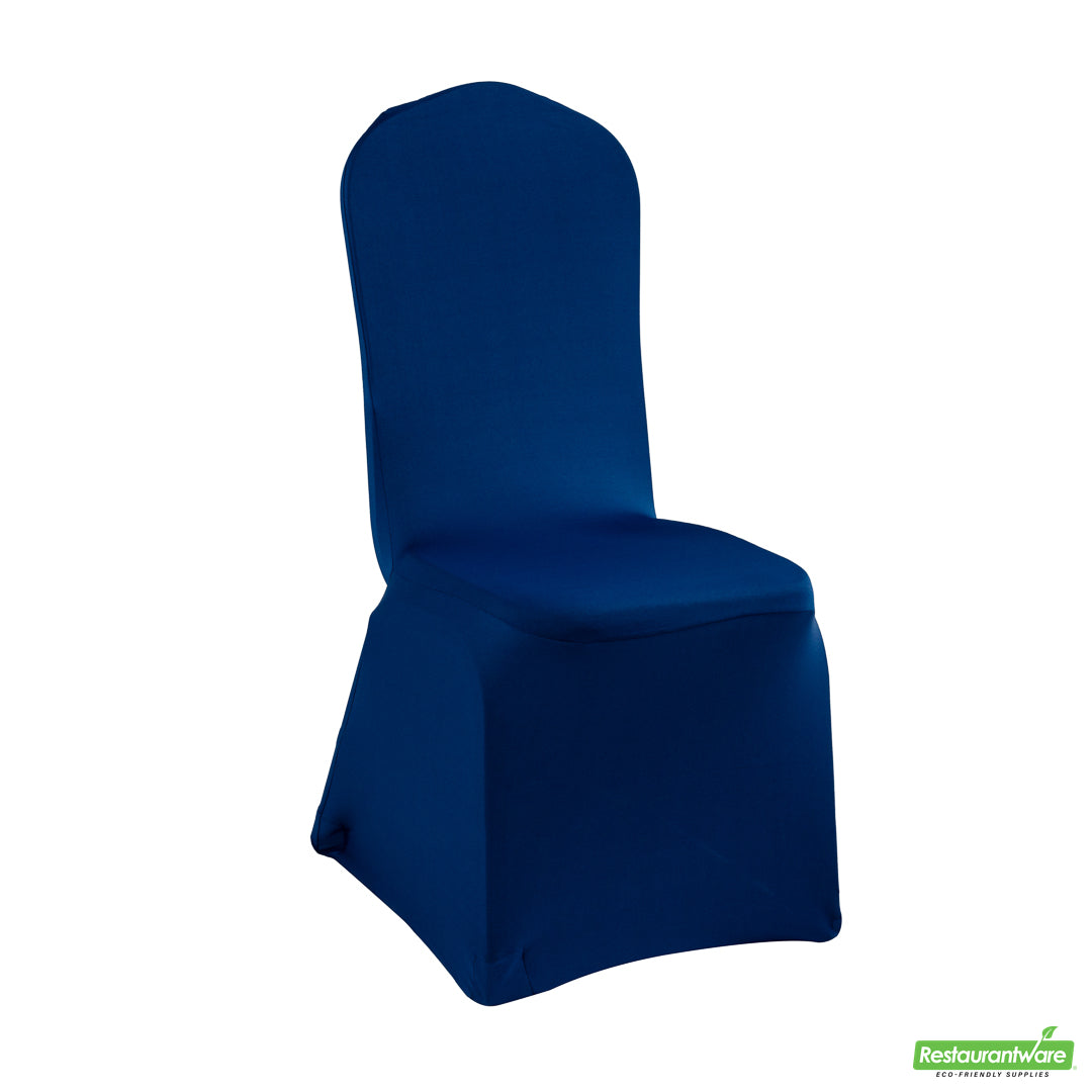 Wholesale Restaurantware Table Tek Blue Spandex Banquet Chair Cover - Universal, Stretch- Bulk