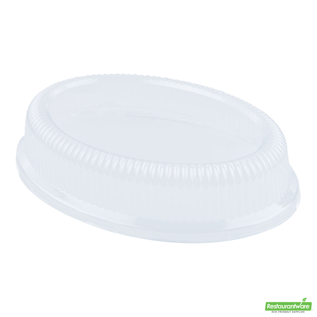 Wholesale Restaurantware Pulp Safe Oval Clear Plastic Ripple Dome Lid - Fits Sugarcane / Bagasse Plate- Bulk