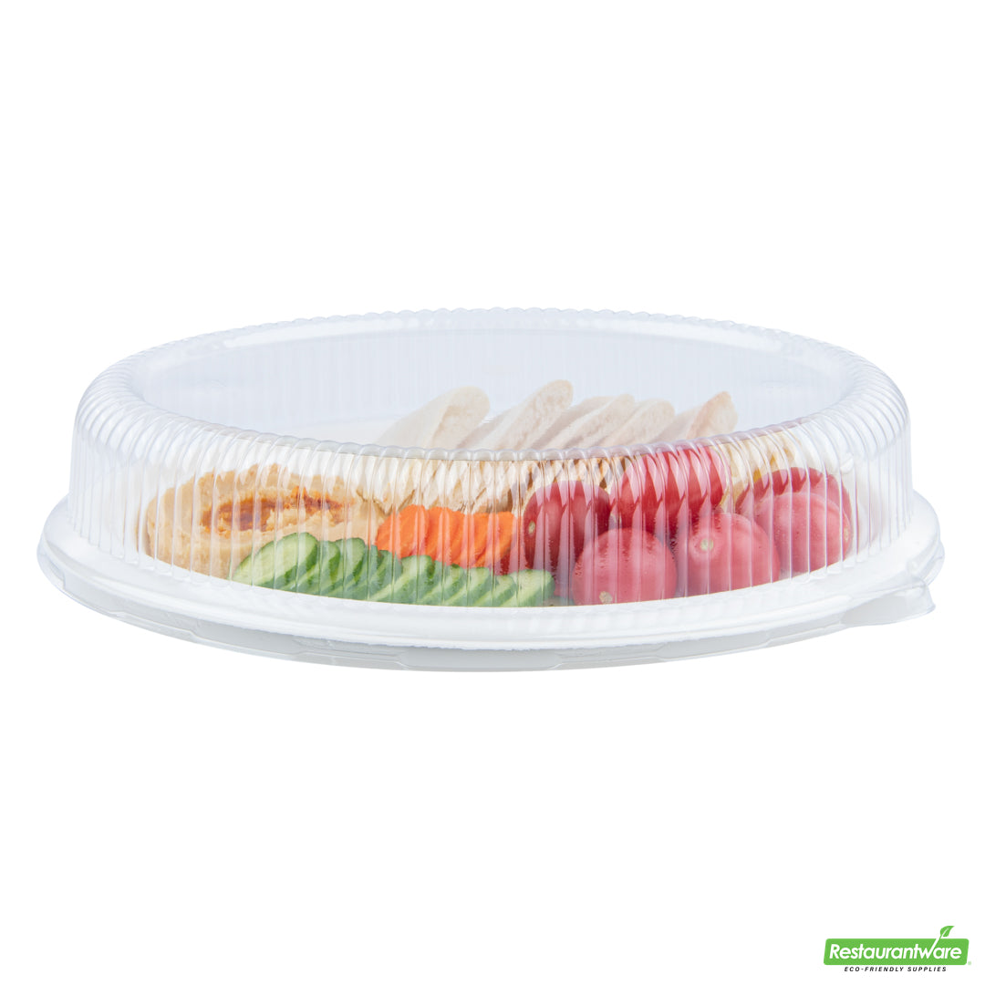 Wholesale Restaurantware Pulp Safe Oval Clear Plastic Ripple Dome Lid - Fits Sugarcane / Bagasse Plate- Bulk