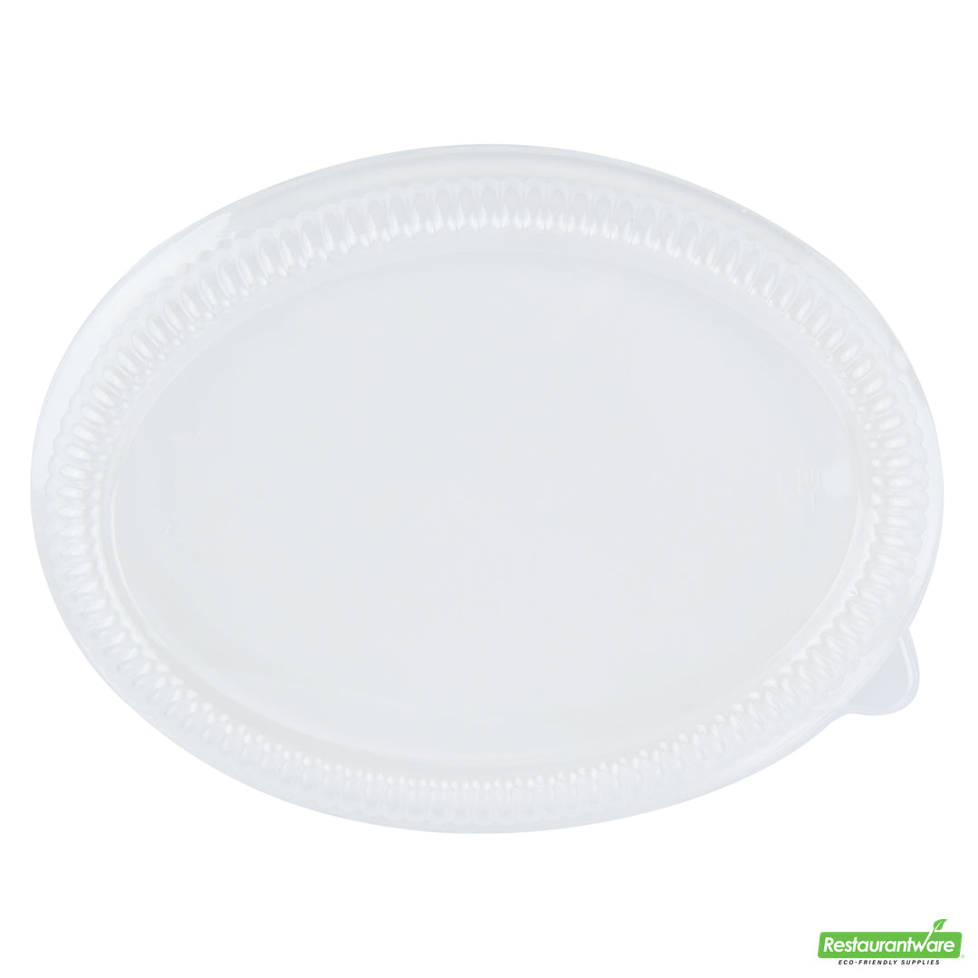 Wholesale Restaurantware Pulp Safe Oval Clear Plastic Ripple Dome Lid - Fits Sugarcane / Bagasse Plate- Bulk