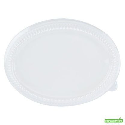 Wholesale Restaurantware Pulp Safe Oval Clear Plastic Ripple Dome Lid - Fits Sugarcane / Bagasse Plate- Bulk