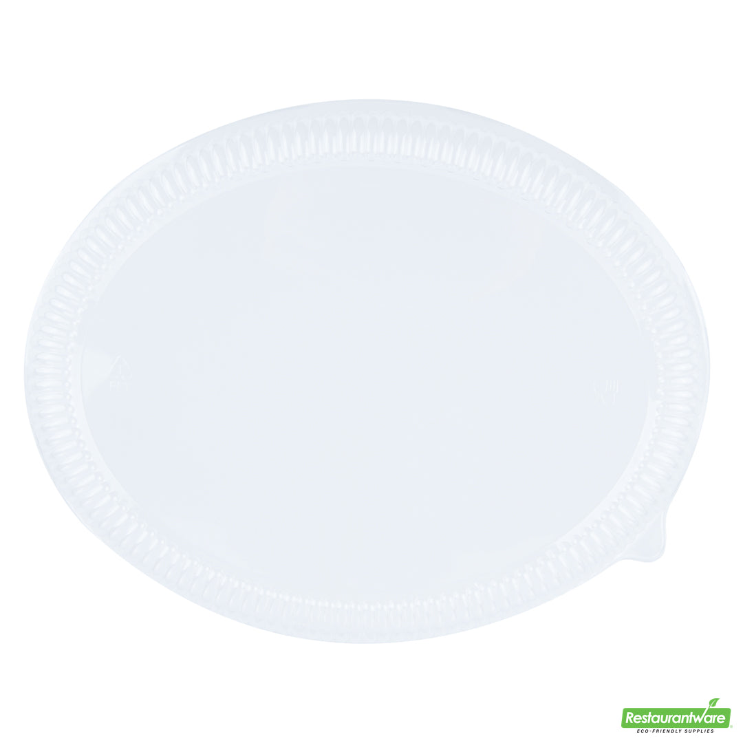 Wholesale Restaurantware Pulp Safe Oval Clear Plastic Ripple Dome Lid - Fits Sugarcane / Bagasse Large Plate- Bulk