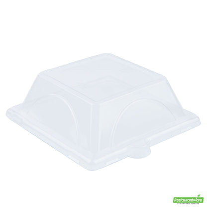 Wholesale Restaurantware Pulp Tek Square Clear Plastic Dome Lid - Fits Sugarcane / Bagasse Small Plate- Bulk