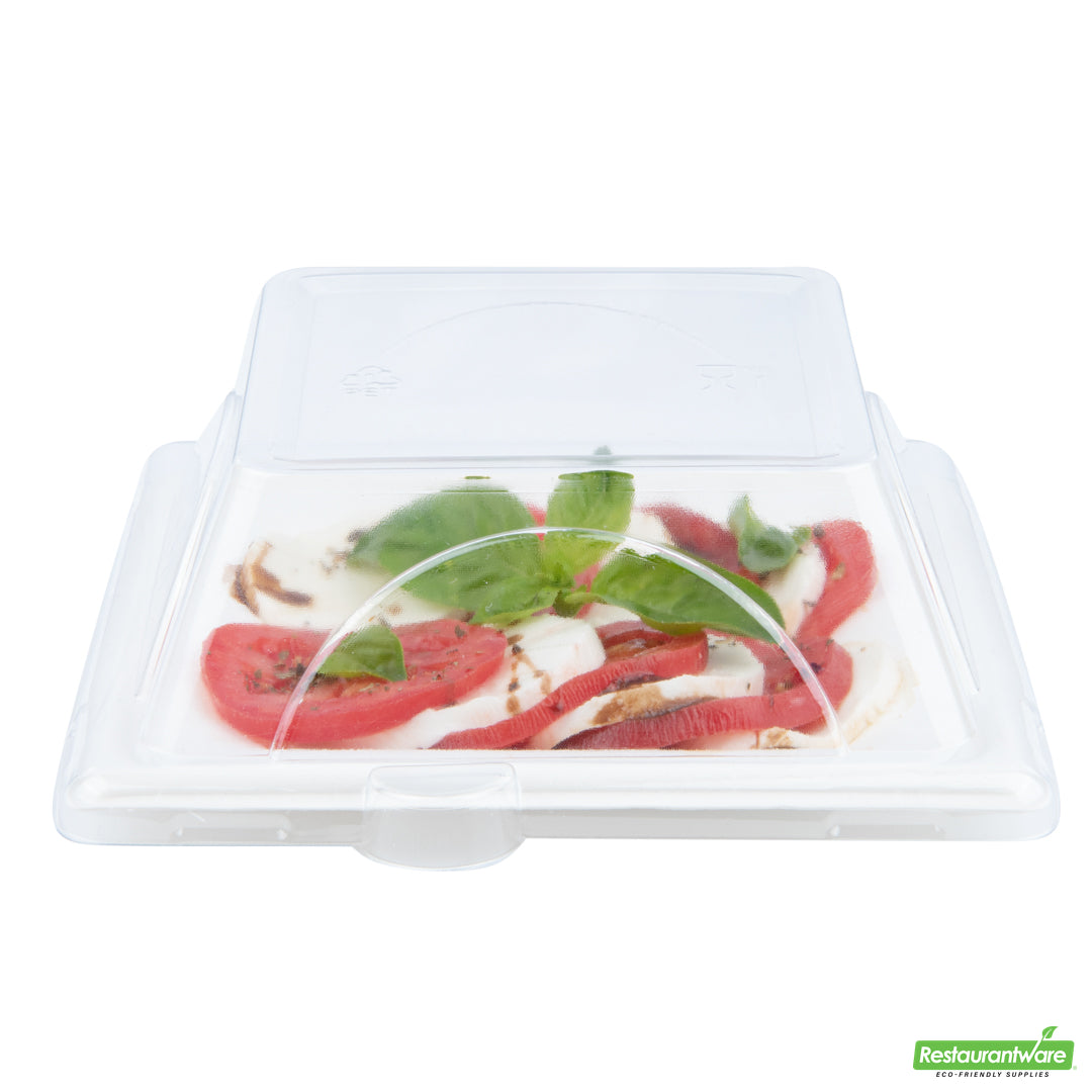 Wholesale Restaurantware Pulp Tek Square Clear Plastic Dome Lid - Fits Sugarcane / Bagasse Small Plate- Bulk
