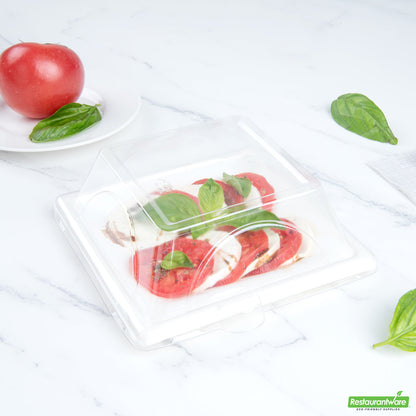 Wholesale Restaurantware Pulp Tek Square Clear Plastic Dome Lid - Fits Sugarcane / Bagasse Small Plate- Bulk
