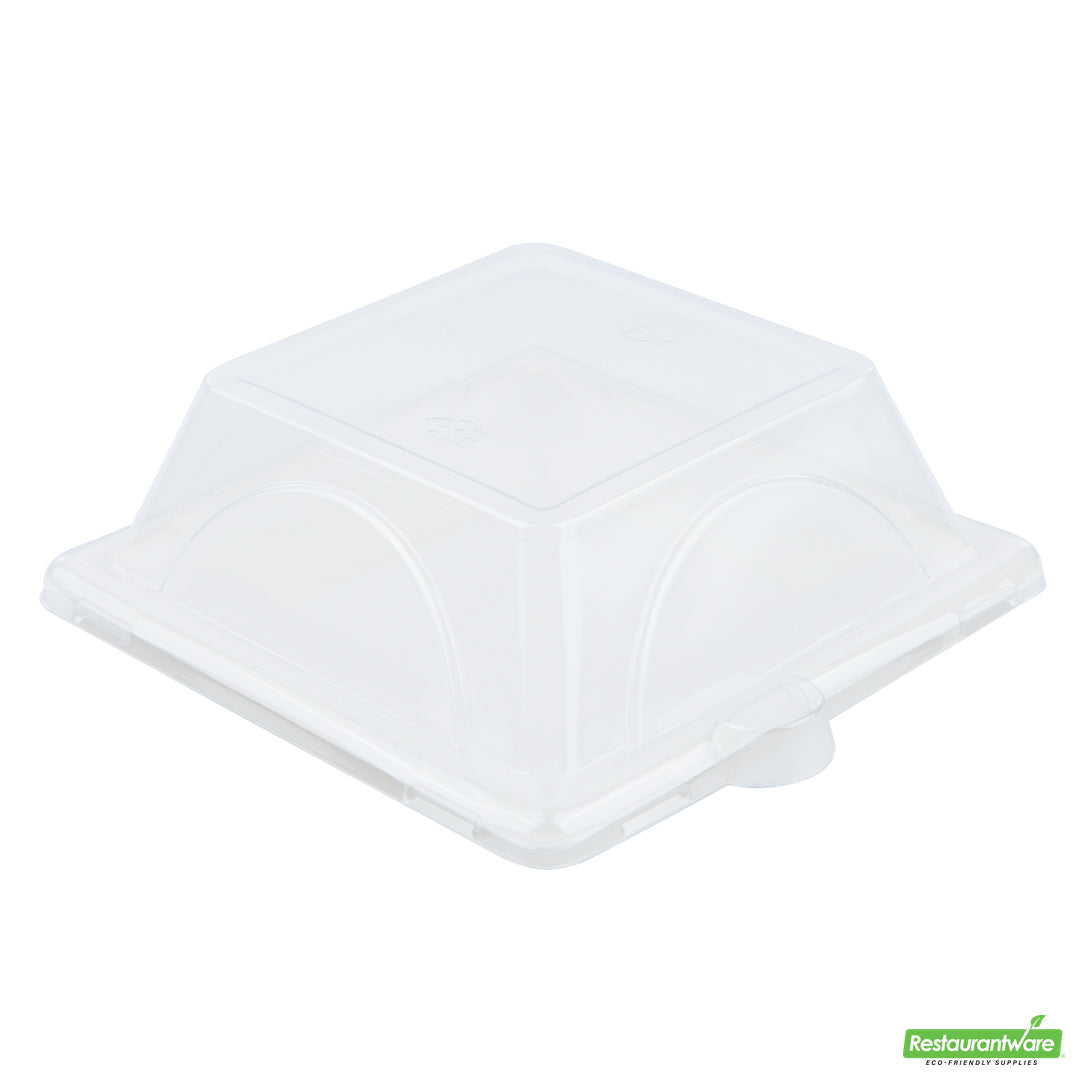 Wholesale Restaurantware Pulp Tek Square Clear Plastic Dome Lid - Fits Sugarcane / Bagasse Small Plate- Bulk