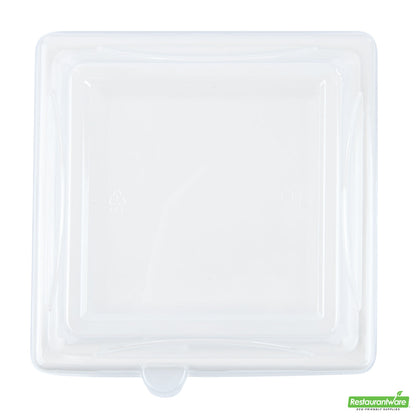 Wholesale Restaurantware Pulp Safe Square Clear Plastic Dome Lid - Fits Sugarcane / Bagasse Medium Plate- Bulk