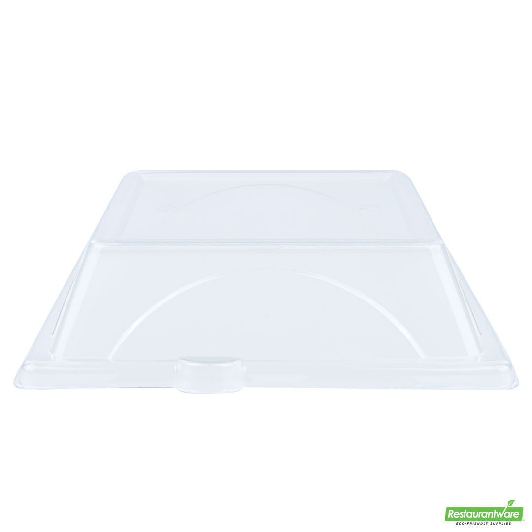 Wholesale Restaurantware Pulp Safe Square Clear Plastic Dome Lid - Fits Sugarcane / Bagasse Medium Plate- Bulk