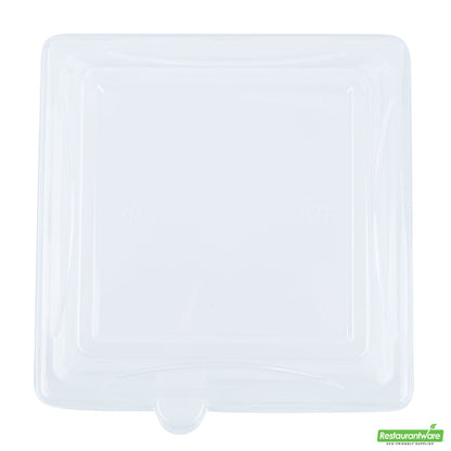 Wholesale Restaurantware Pulp Safe Square Clear Plastic Dome Lid - Fits Sugarcane / Bagasse Medium Plate- Bulk