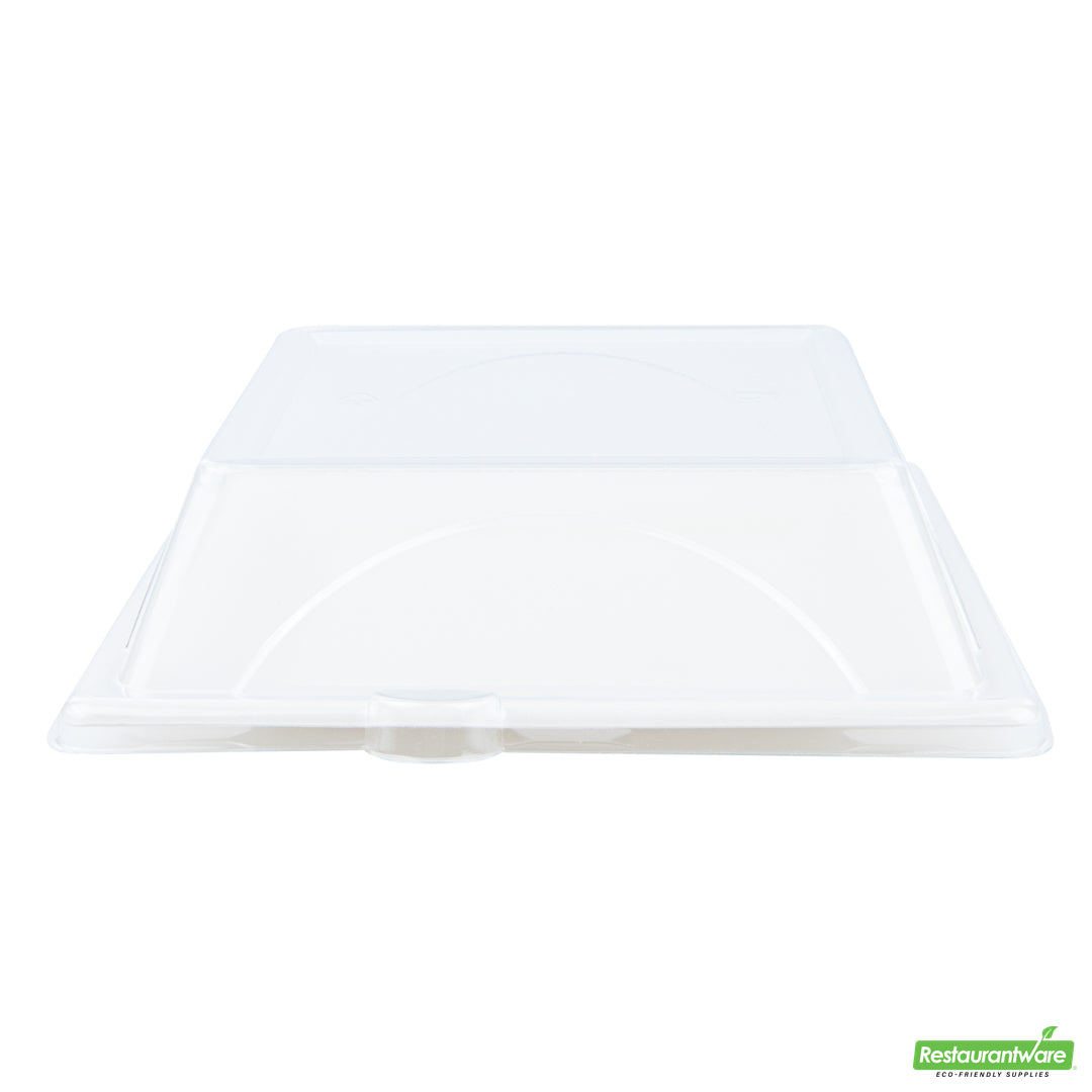 Wholesale Restaurantware Pulp Safe Square Clear Plastic Dome Lid - Fits Sugarcane / Bagasse Medium Plate- Bulk