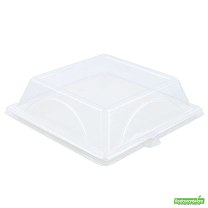 Wholesale Restaurantware Pulp Safe Square Clear Plastic Dome Lid - Fits Sugarcane / Bagasse Medium Plate- Bulk