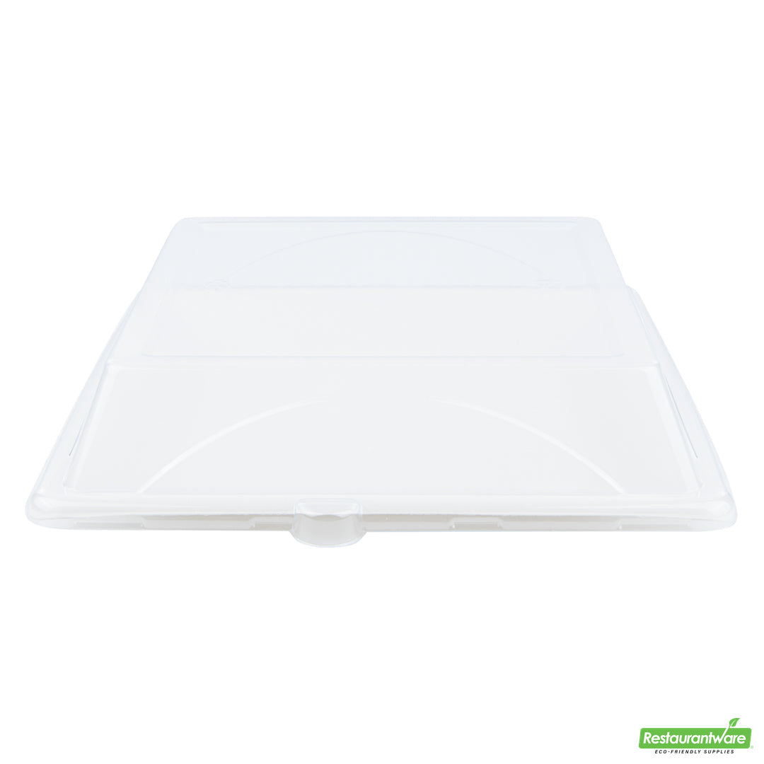 Wholesale Restaurantware Pulp Safe Square Clear Plastic Dome Lid - Fits Sugarcane / Bagasse Large Plate- Bulk