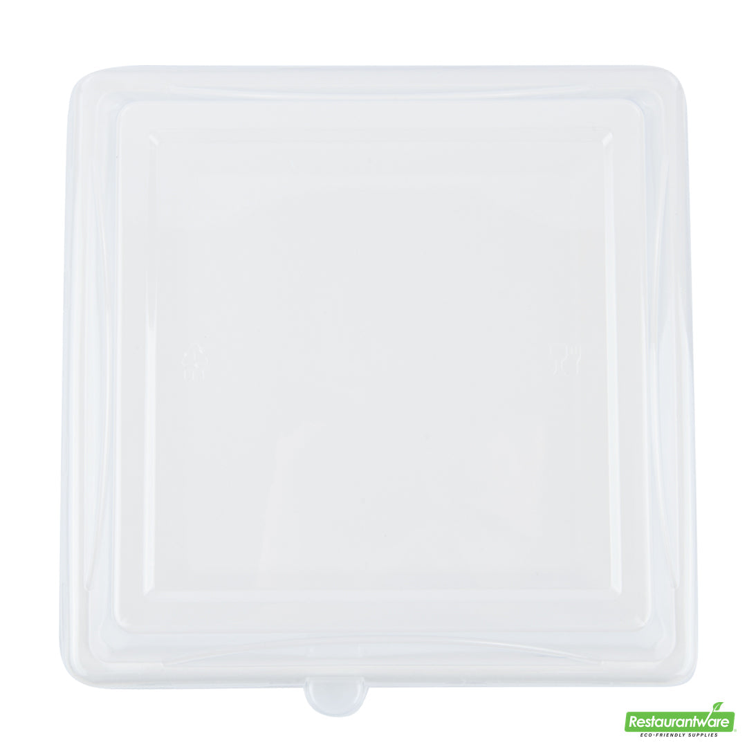 Wholesale Restaurantware Pulp Safe Square Clear Plastic Dome Lid - Fits Sugarcane / Bagasse Large Plate- Bulk