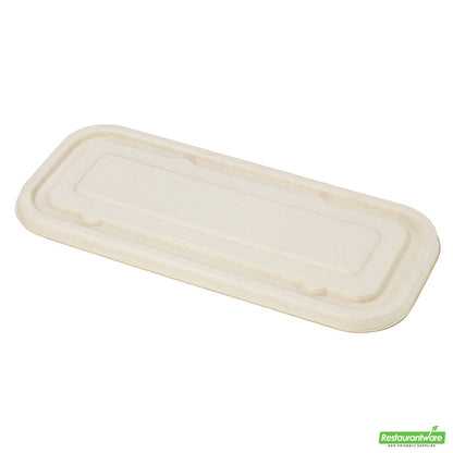 Wholesale Restaurantware Pulp Tek Rectangle Natural Sugarcane / Bagasse Lid - Fits Catering Container- Bulk