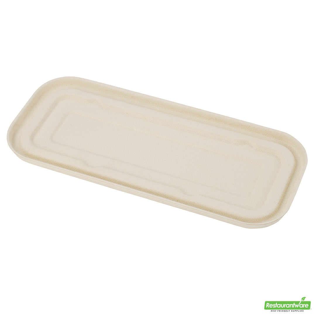 Wholesale Restaurantware Pulp Tek Rectangle Natural Sugarcane / Bagasse Lid - Fits Catering Container- Bulk