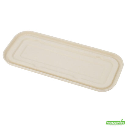 Wholesale Restaurantware Pulp Tek Rectangle Natural Sugarcane / Bagasse Lid - Fits Catering Container- Bulk