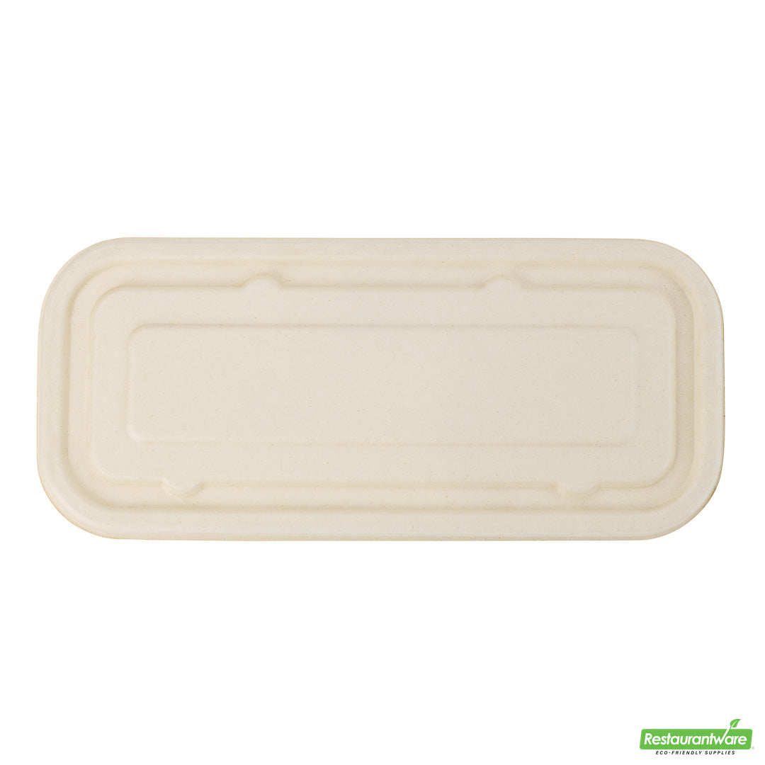 Wholesale Restaurantware Pulp Tek Rectangle Natural Sugarcane / Bagasse Lid - Fits Catering Container- Bulk