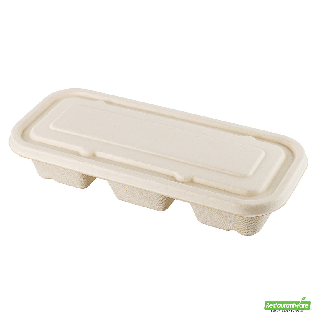 Wholesale Restaurantware Pulp Tek Rectangle Natural Sugarcane / Bagasse Lid - Fits Catering Container- Bulk