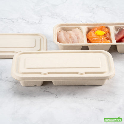 Wholesale Restaurantware Pulp Tek Rectangle Natural Sugarcane / Bagasse Lid - Fits Catering Container- Bulk