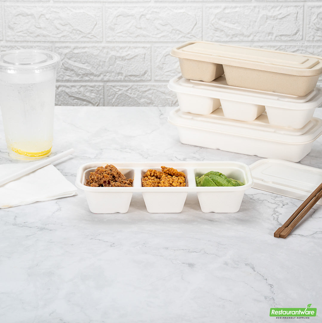 Wholesale Restaurantware Pulp Tek Rectangle White Sugarcane / Bagasse Lid - Fits Catering Container- Bulk