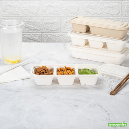 Wholesale Restaurantware Pulp Tek Rectangle White Sugarcane / Bagasse Lid - Fits Catering Container- Bulk