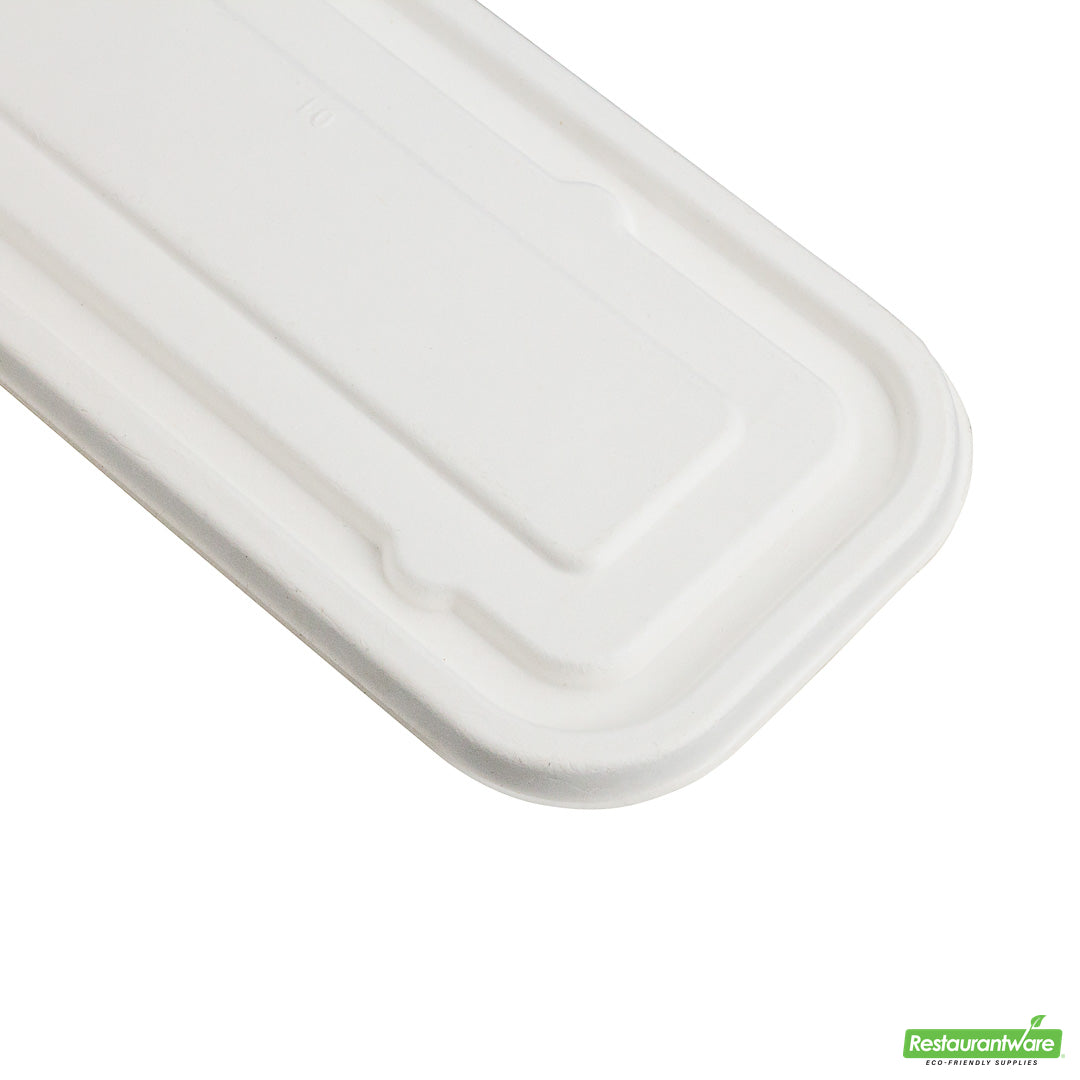 Wholesale Restaurantware Pulp Tek Rectangle White Sugarcane / Bagasse Lid - Fits Catering Container- Bulk
