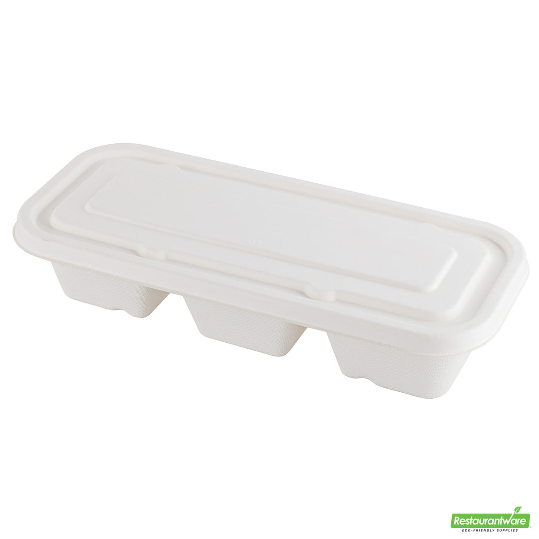 Wholesale Restaurantware Pulp Tek Rectangle White Sugarcane / Bagasse Lid - Fits Catering Container- Bulk