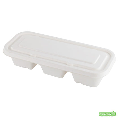 Wholesale Restaurantware Pulp Tek Rectangle White Sugarcane / Bagasse Lid - Fits Catering Container- Bulk