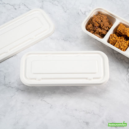 Wholesale Restaurantware Pulp Tek Rectangle White Sugarcane / Bagasse Lid - Fits Catering Container- Bulk