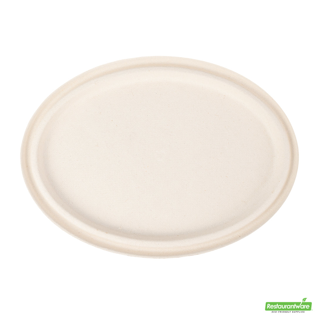 Wholesale Restaurantware Pulp Tek Oval Natural Sugarcane / Bagasse Lid - Fits 2-Compartment Catering Bowl- Bulk