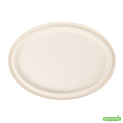 Wholesale Restaurantware Pulp Tek Oval Natural Sugarcane / Bagasse Lid - Fits 2-Compartment Catering Bowl- Bulk