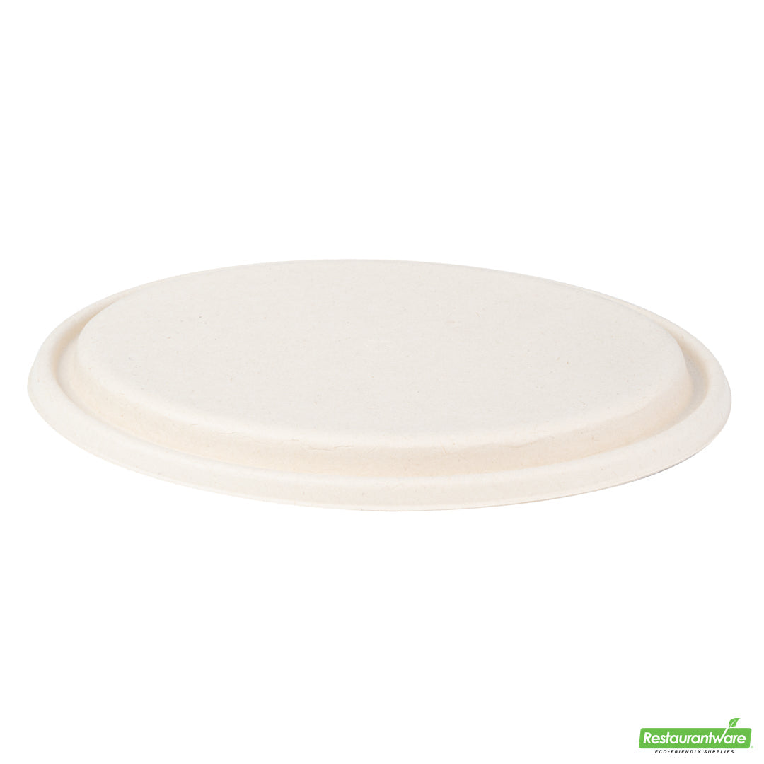 Wholesale Restaurantware Pulp Tek Oval Natural Sugarcane / Bagasse Lid - Fits 2-Compartment Catering Bowl- Bulk