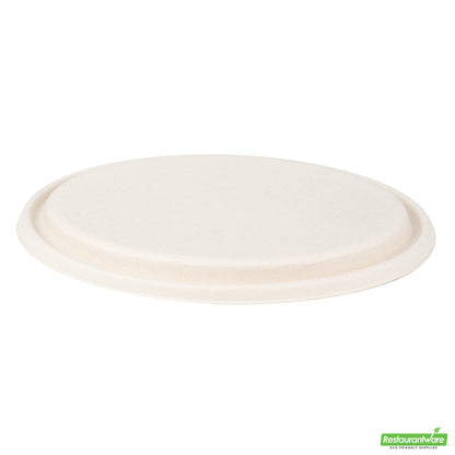 Wholesale Restaurantware Pulp Tek Oval Natural Sugarcane / Bagasse Lid - Fits 2-Compartment Catering Bowl- Bulk