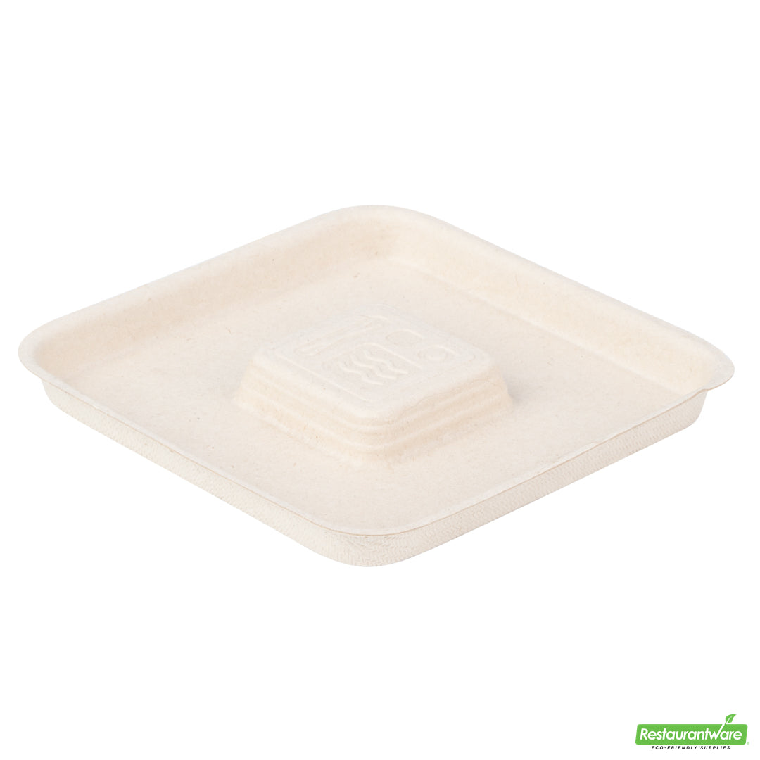 Wholesale Restaurantware Pulp Tek Square Natural Sugarcane / Bagasse Flat Lid - Fits 9 oz Bowl- Bulk