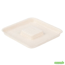 Wholesale Restaurantware Pulp Tek Square Natural Sugarcane / Bagasse Flat Lid - Fits 9 oz Bowl- Bulk
