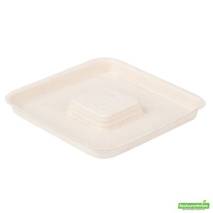 Wholesale Restaurantware Pulp Tek Square Natural Sugarcane / Bagasse Flat Lid - Fits 9 oz Bowl- Bulk