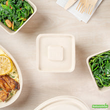 Wholesale Restaurantware Pulp Tek Square Natural Sugarcane / Bagasse Flat Lid - Fits 9 oz Bowl- Bulk