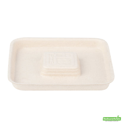 Wholesale Restaurantware Pulp Tek Square Natural Sugarcane / Bagasse Flat Lid - Fits 9 oz Bowl- Bulk