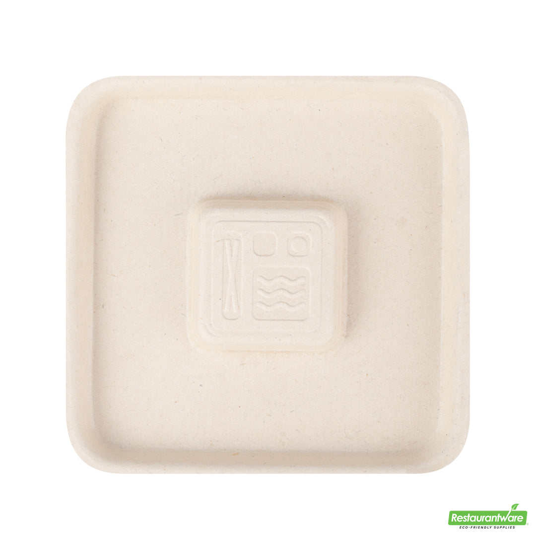 Wholesale Restaurantware Pulp Tek Square Natural Sugarcane / Bagasse Flat Lid - Fits 9 oz Bowl- Bulk