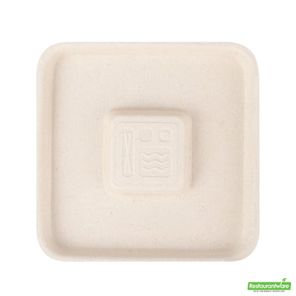 Wholesale Restaurantware Pulp Tek Square Natural Sugarcane / Bagasse Flat Lid - Fits 9 oz Bowl- Bulk