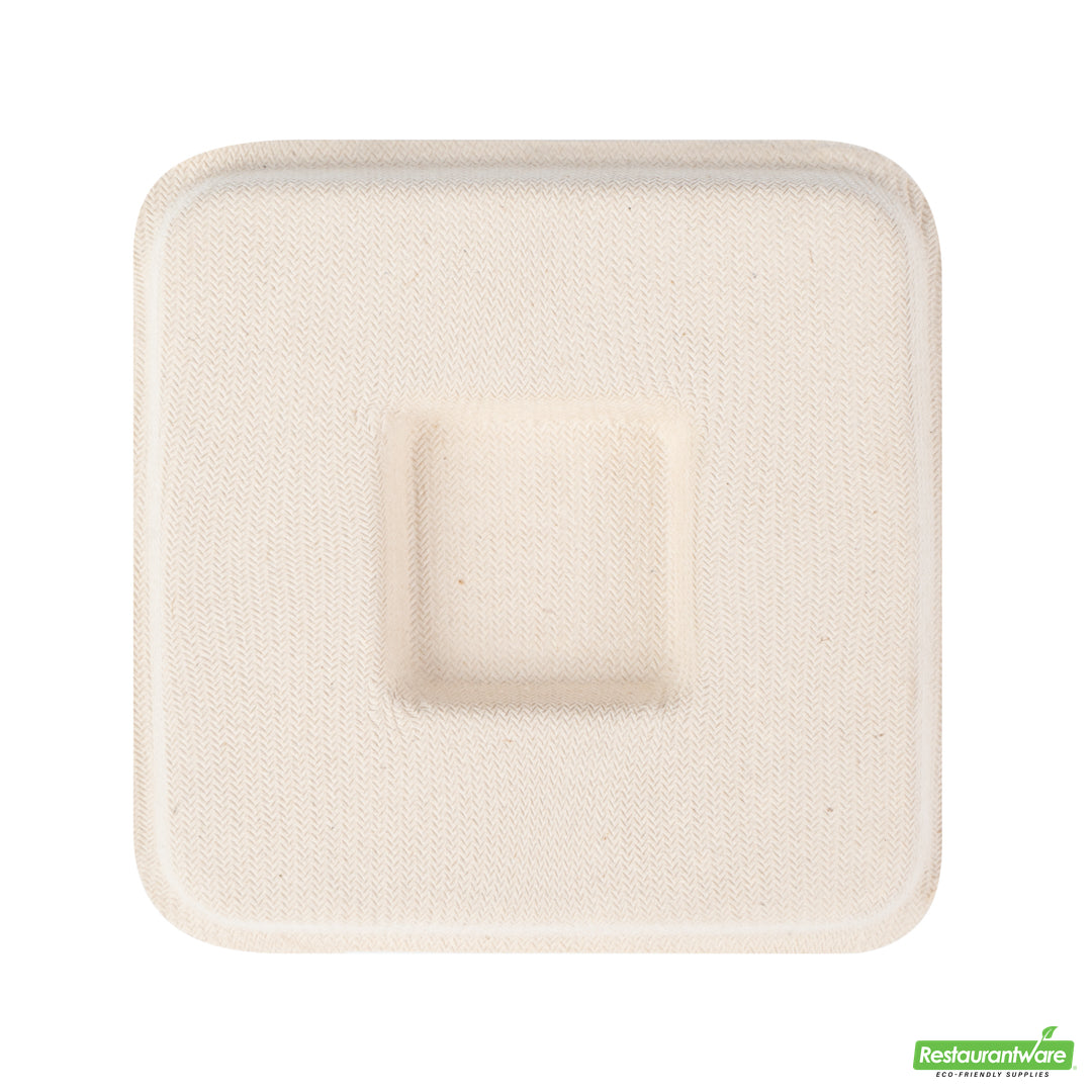Wholesale Restaurantware Pulp Tek Square Natural Sugarcane / Bagasse Flat Lid - Fits 9 oz Bowl- Bulk