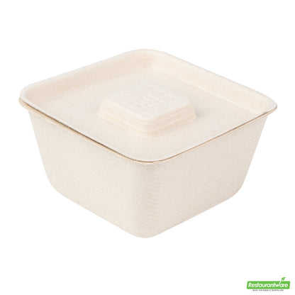 Wholesale Restaurantware Pulp Tek Square Natural Sugarcane / Bagasse Flat Lid - Fits 9 oz Bowl- Bulk