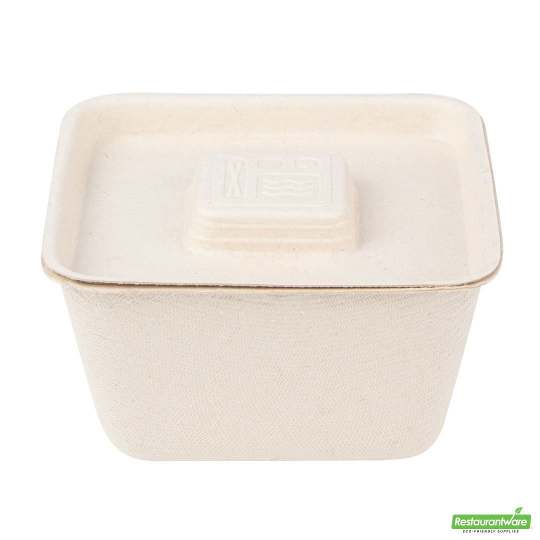 Wholesale Restaurantware Pulp Tek Square Natural Sugarcane / Bagasse Flat Lid - Fits 9 oz Bowl- Bulk